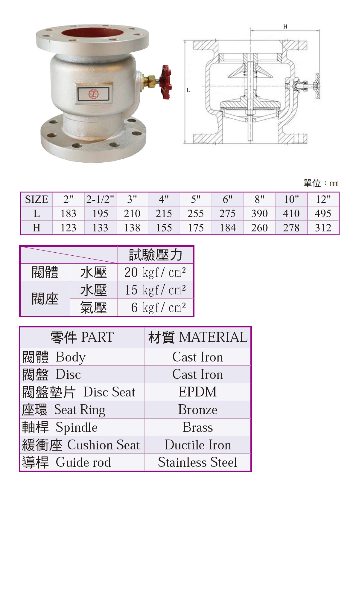 鑄鐵無聲式逆止閥