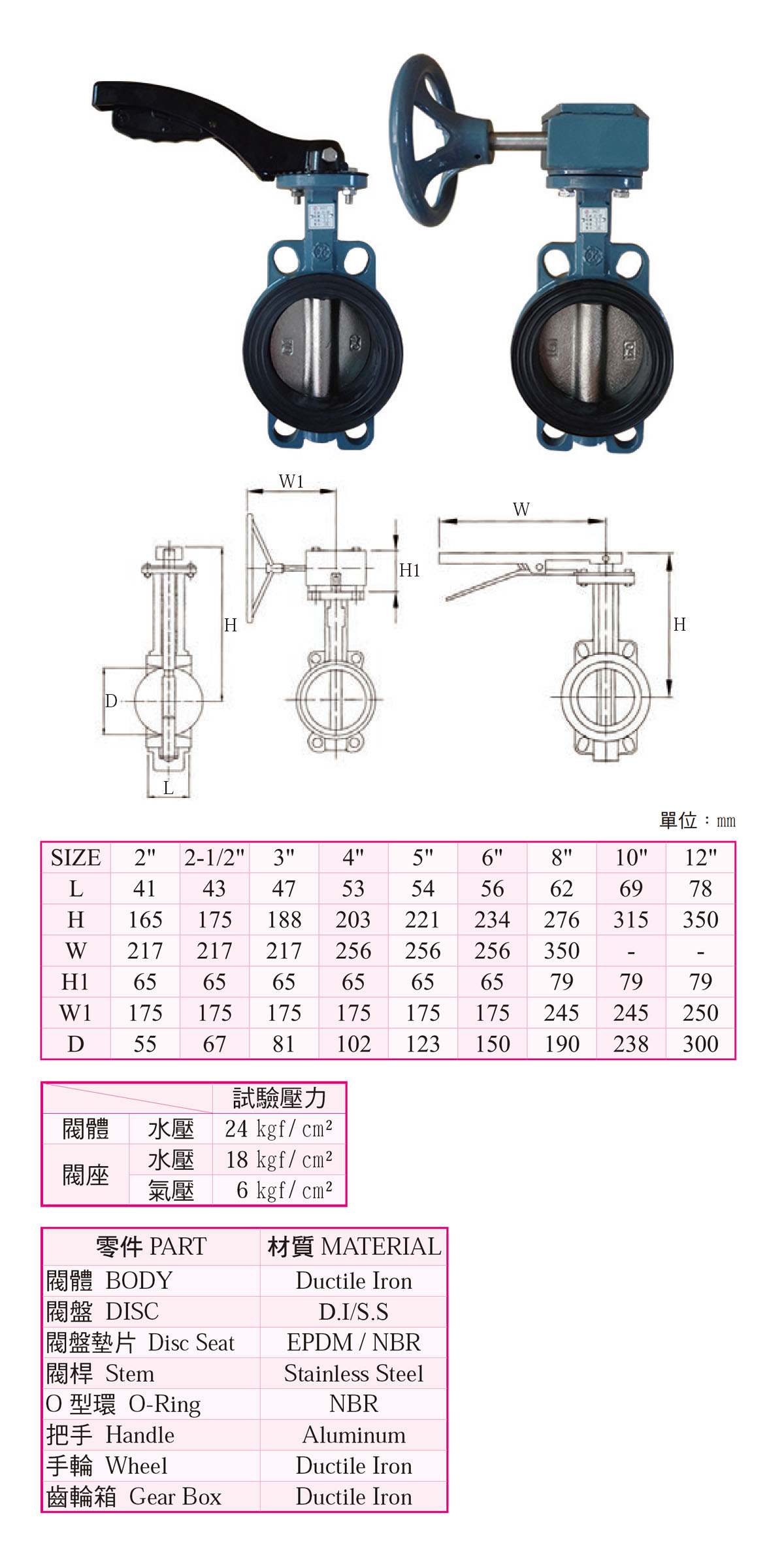 球墨鑄鐵蝶閥 對夾式