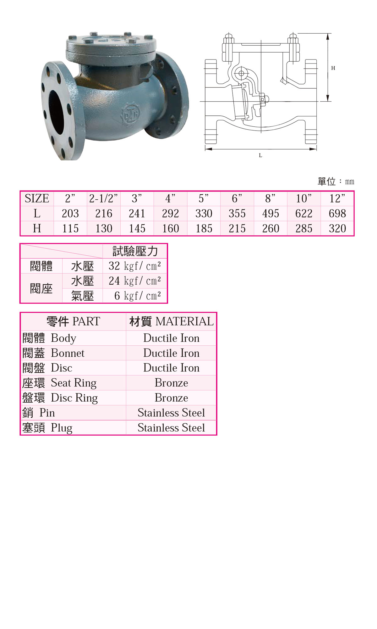 球墨鑄鐵橫式逆止閥